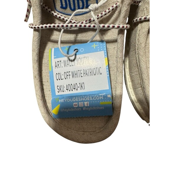 Hey Dude Wally Youth Off White Patriotic 12C New - Picture 4 of 13